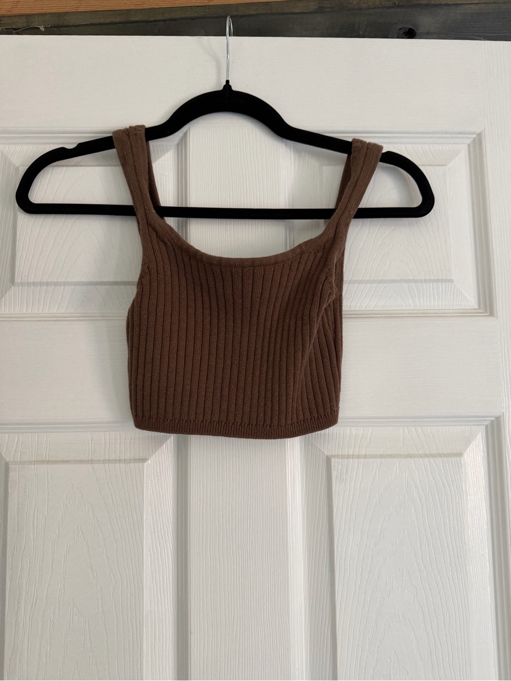 *2 for 20* Wilfred Ribbed Square-Neck Crop Tank - Brown